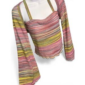 NWT Earthbound Trading Co Multi Stripe Knit Shrug & Tank Set Boho